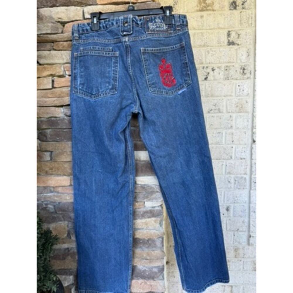 Troop Denim Born in the Bronx Jeans Size 34x33 Crown Embroidered Y2K Vintage - Picture 4 of 6